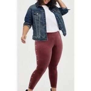 Torrid Platinum‎ Velvet Leggings Pearl Accents Soft Size 2 Womens Athletic Used
